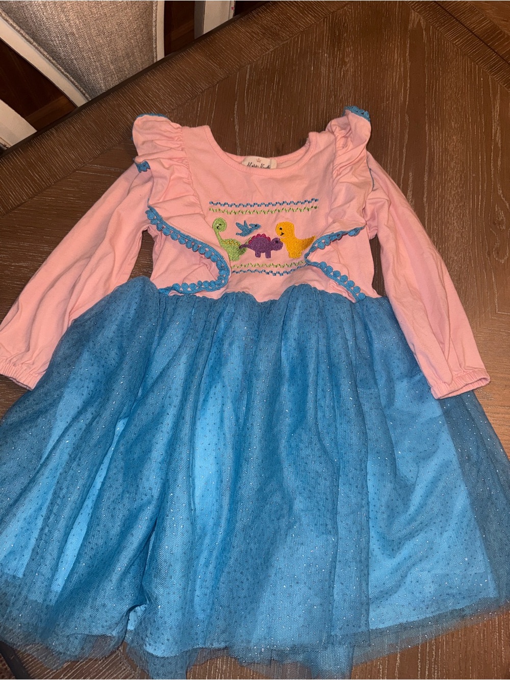 Boutique Girls Dino Embroidery Dress Size L-size 4